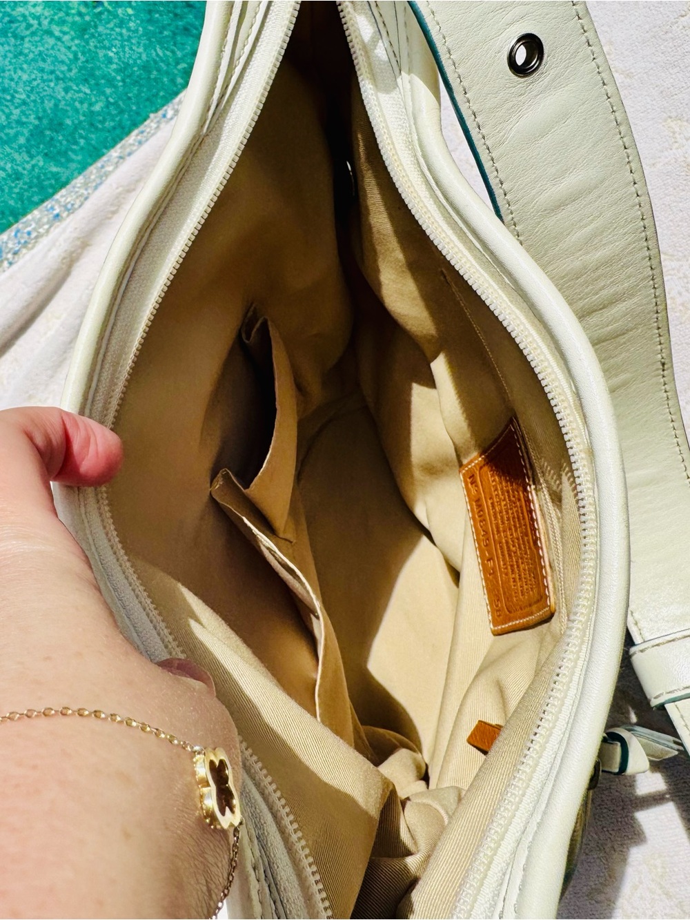 Coach 2008 Convertible Bucket Bag #F13358 blue white Sig C Canvas Leather - EUC - Picture 11 of 16